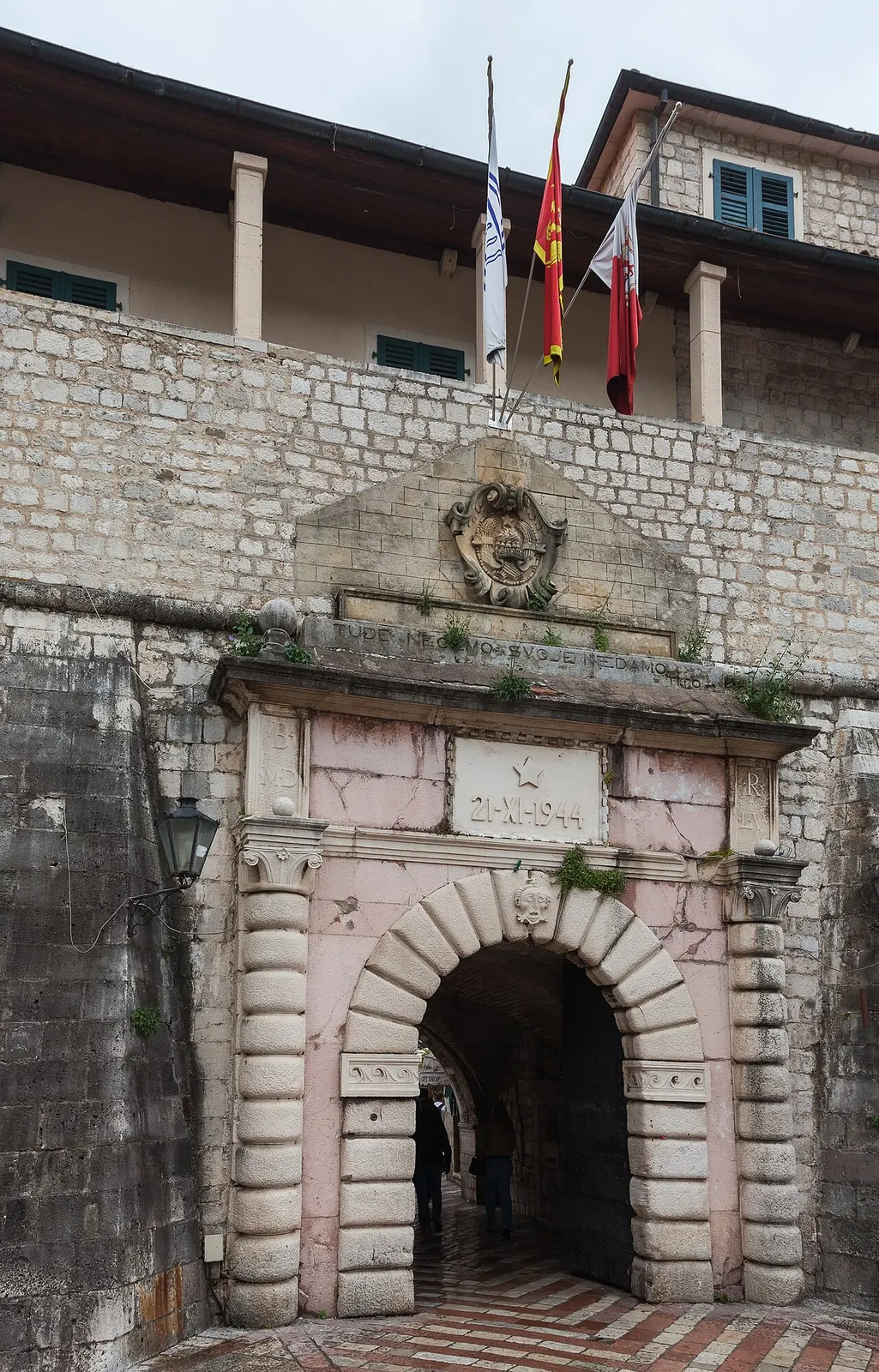 Kotor's Sea Gate, the main entrance into the Old Town and Arms Square, Montenegro