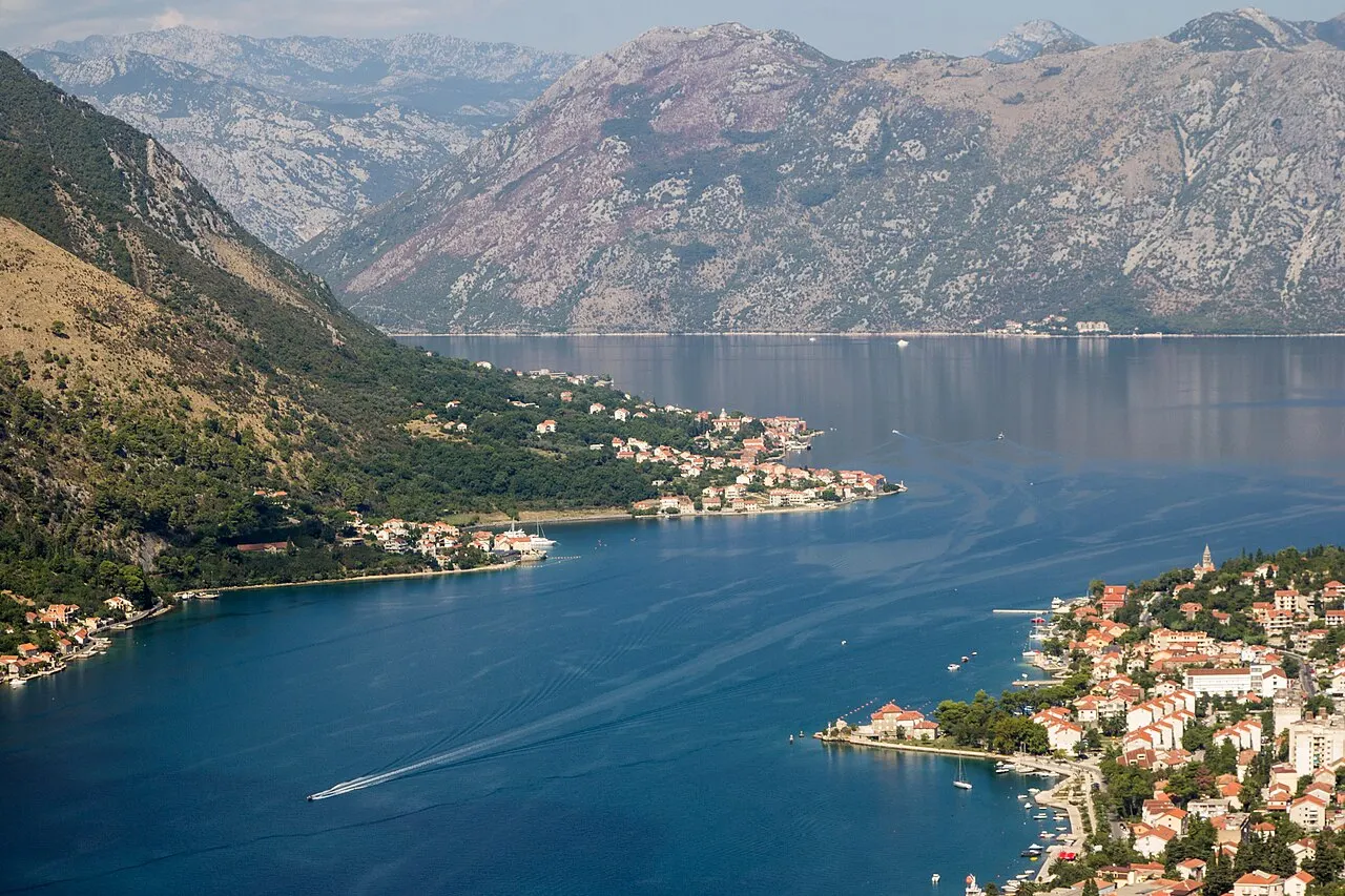 The Bay of Kotor seen from high on St John's hill above the Old Town