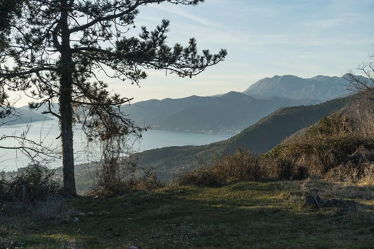 The Bay of Kotor seen from Fort Vrmac on the ridge above the bay